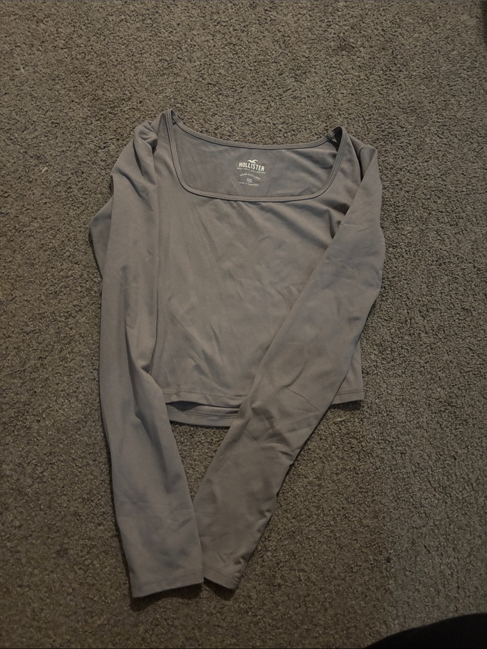Hollister Long-Sleeve Square Neck Top - Light Gray